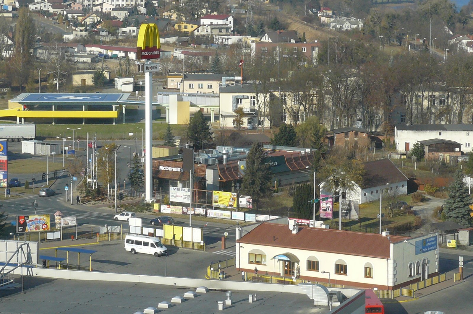 Brodnica. Bus station and McDonalds. View from the castle tower. | Brodnica in Poland