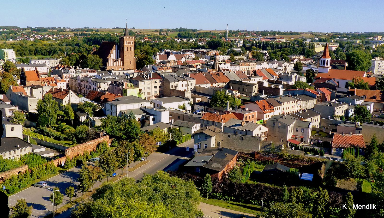 Brodnica, Polska . Widok  miasta  z  wieży zamkowej. | Brodnica in Poland