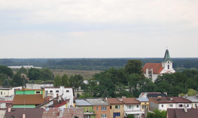 Panorama Wyszkowa. Rzeka Bug i kościół Św. Idziego) | Wyszków in Poland