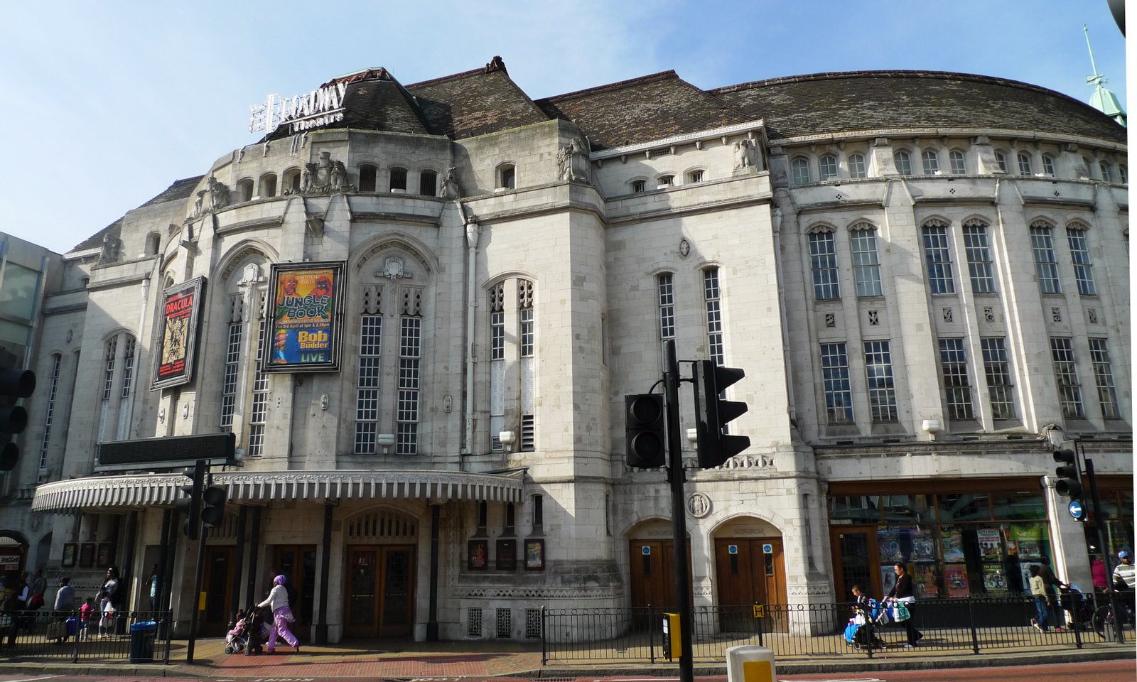 A large theatre/cinema built in 1932, and looking rather nice on the corner of Catford Rd and Rushey Green.

Address: Catford Road.
Former Name(s): Lewisham Theatre; Catford Public Halls.
Owner: (website).
Links:
Randomness Guide to London
Cinema Treasures

Wikipedia | Catford in United Kingdom