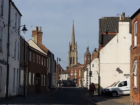 My own photo of Louth. Taken early this year. It shows Queen Street in Louth with St. James Church in the foreground. | Louth in United Kingdom