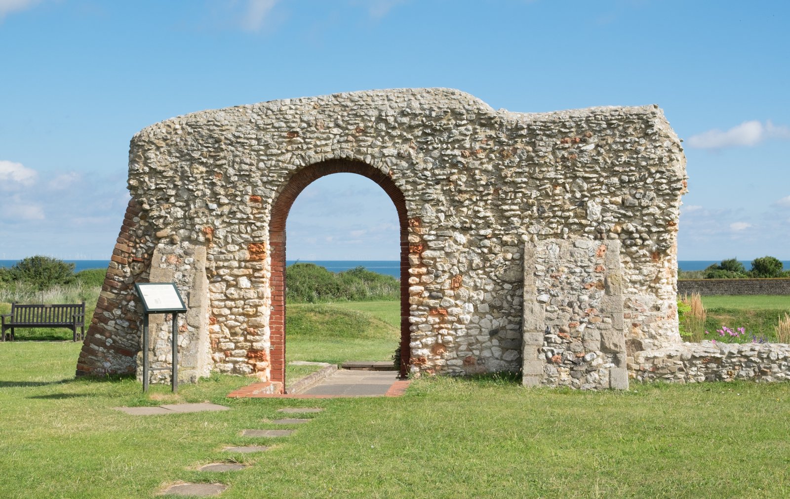 The remains of St. Edmund's Memorial Chapel, Old Hunstanton, Norfolk. Built in 1272 on the cliffs above the spot where Edmund landed in the Kingdom of East Anglia in 855 after crossing the North Sea from Germany. | Hunstanton in United Kingdom