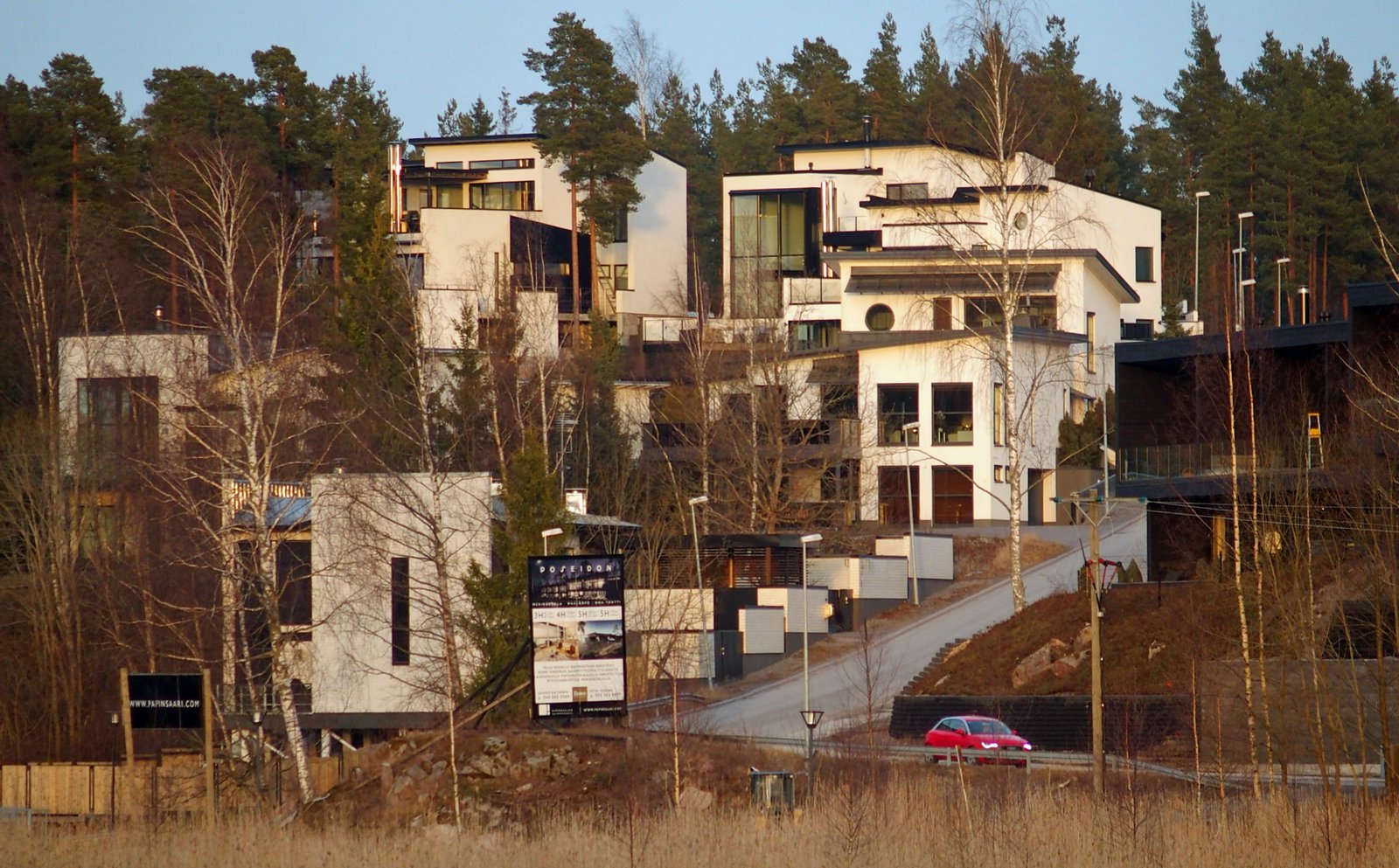 Papinsalmentie seen from Kaistarniemi. New residential buildings of Papinsaari, Turku, Finland. | Hirvensalo in Finland