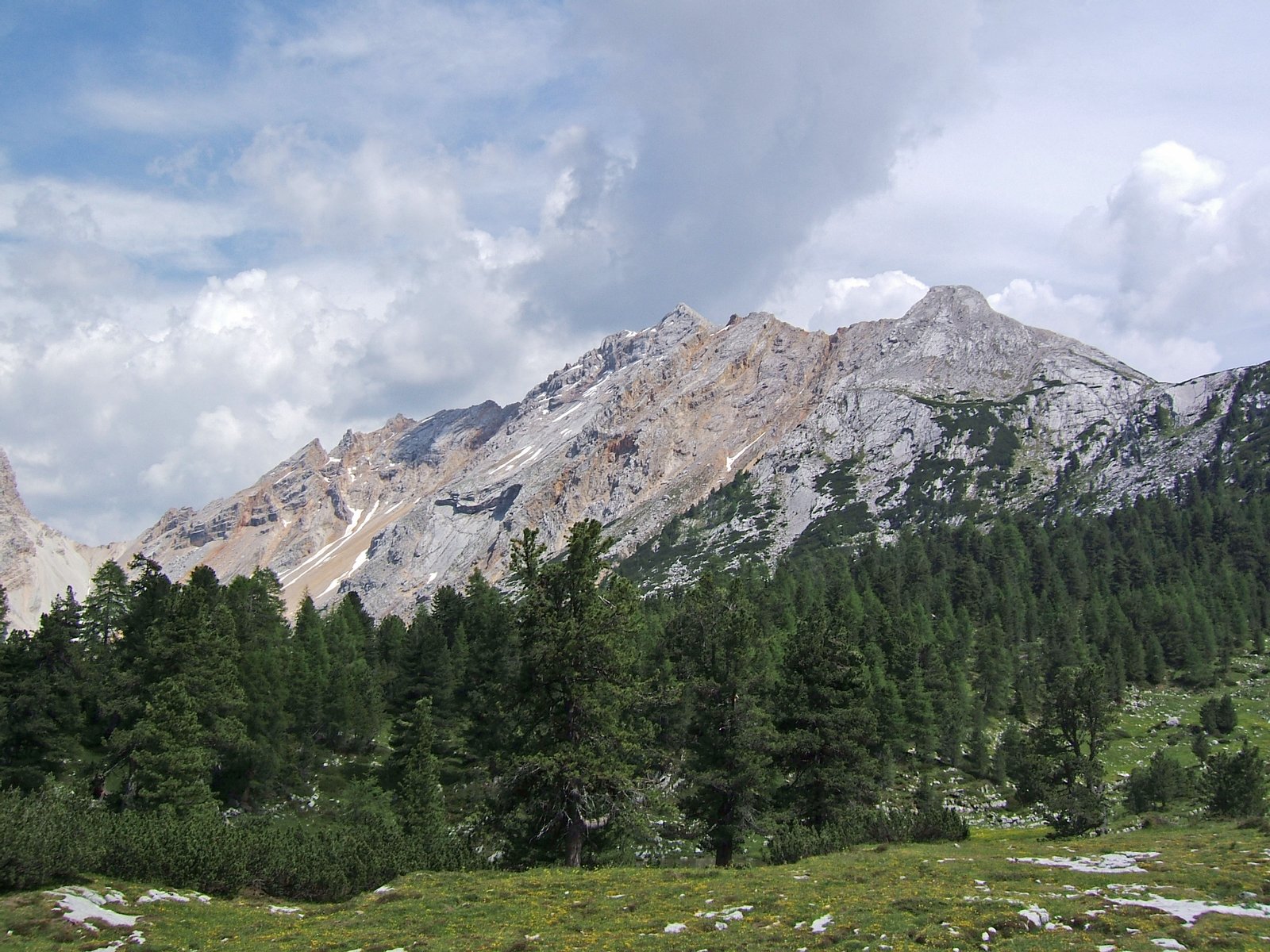 Col Bechei von Nordwesten, vom Anstiegsweg zur Fanesalm | Naturpark Fanes-Sennes-Prags - Parco Naturale Fanes-Sennes-Braies in Italy