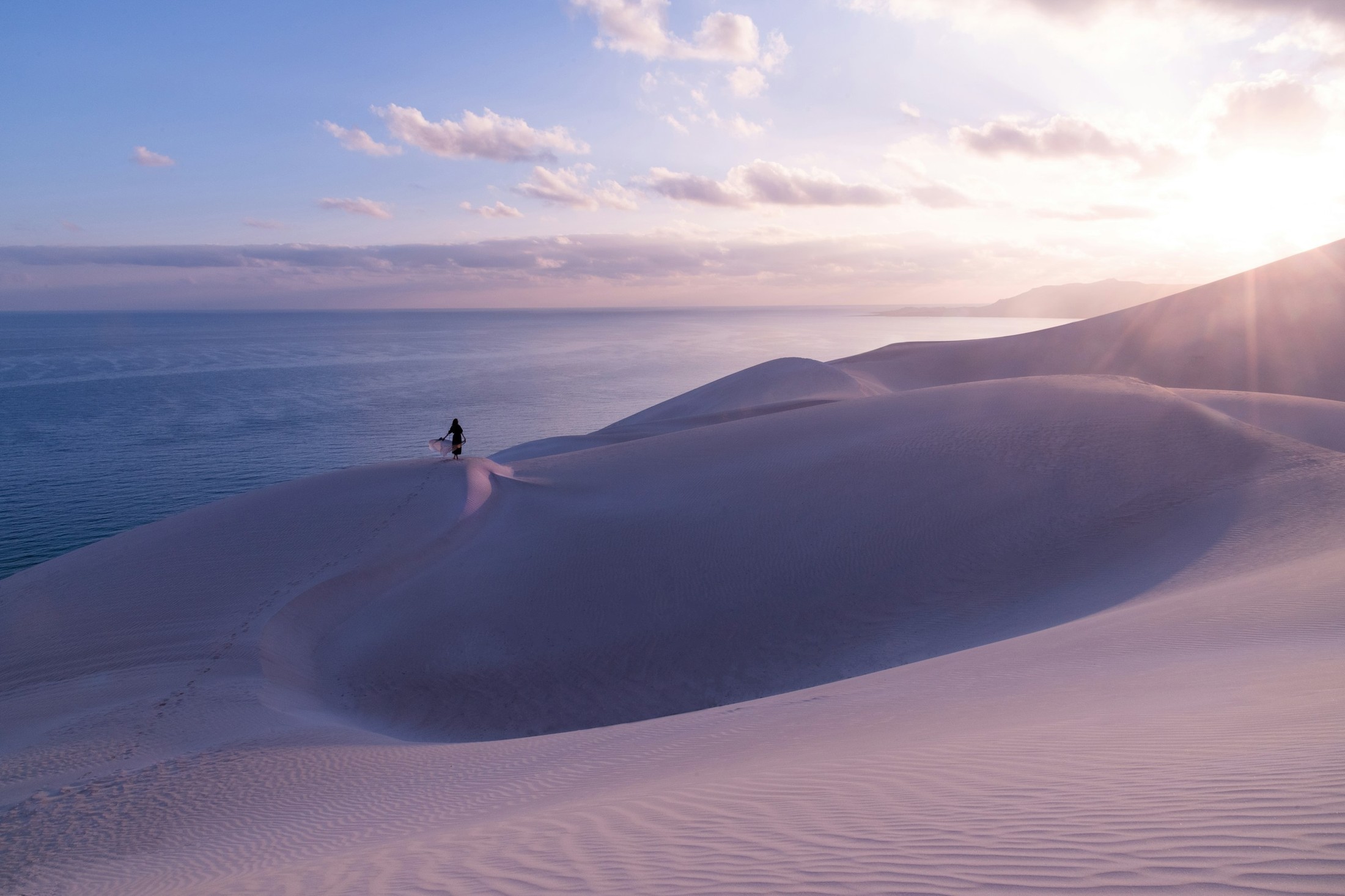 Surreal sunrise on a 650 ft. dune. Socotra Island, Yemen | Socotra in Yemen