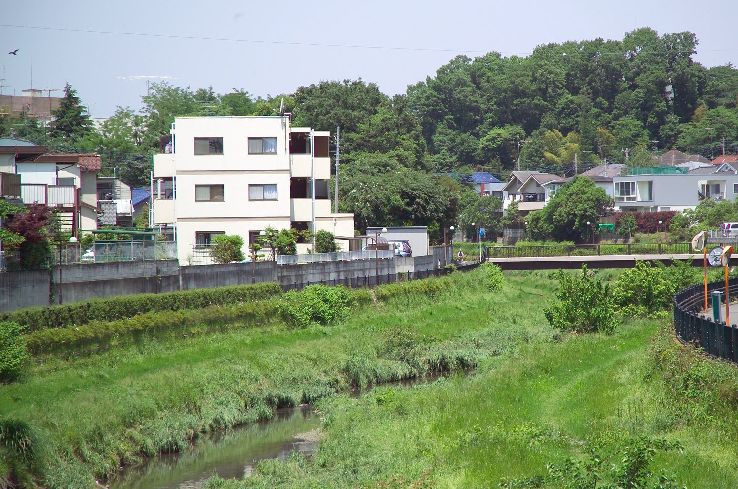 The river in this photograph is the Nogawa 野川, a first-class river in Chofu, Tokyo, Japan. I took the photo and contribute my rights in the file to the public domain; individuals and organizations retain rights to images in it. | Chofu in Japan