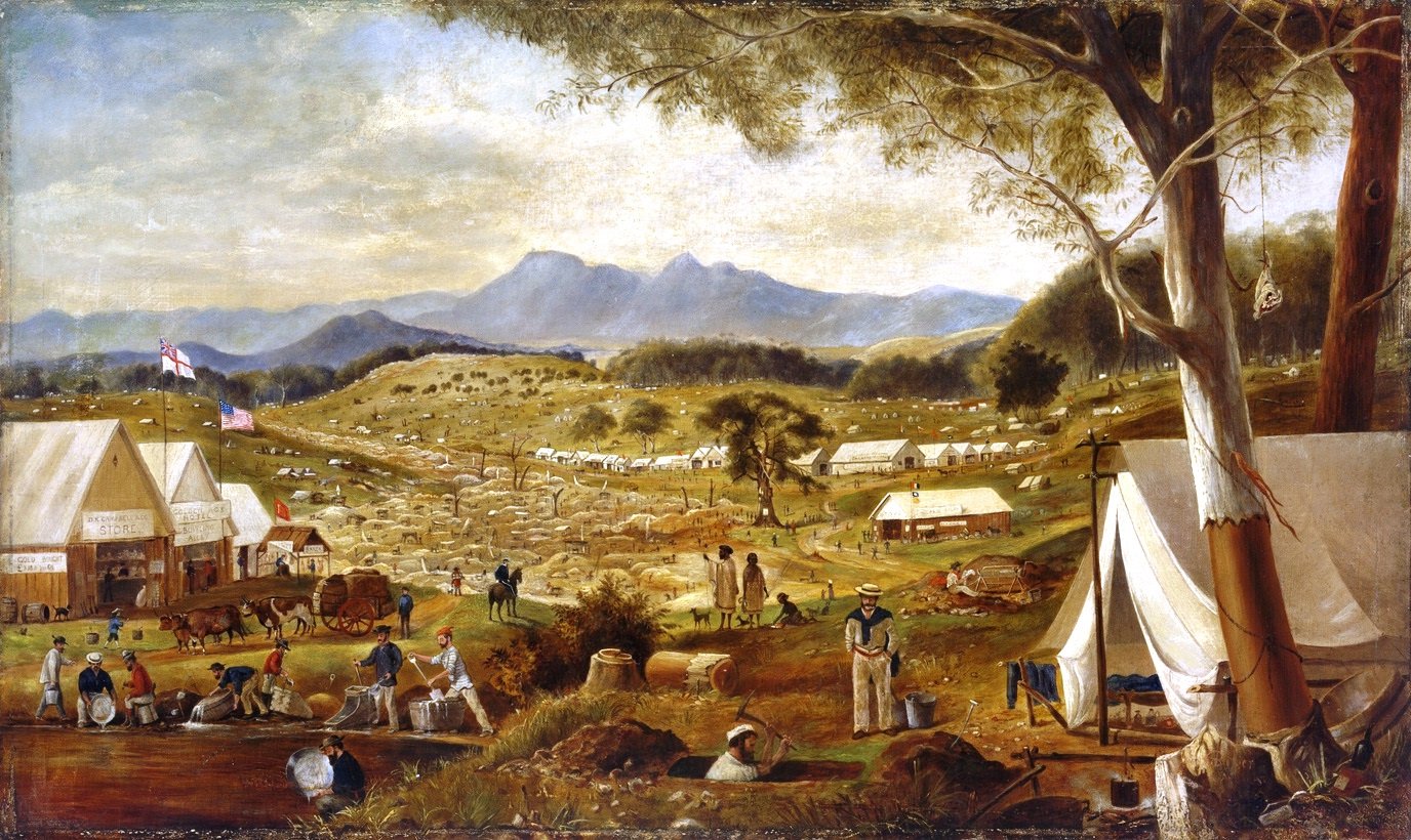 Gold diggings, Ararat, c.1858, by Edward Roper, oil painting, presented by Sir William Dixson, 1929, State Library of New South Wales DG 15 | Ararat in Australia