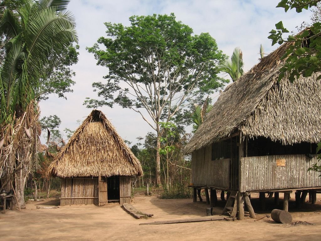 Casa y cocina de la casa de madera hecha de palmeras. | Pucallpa in Peru