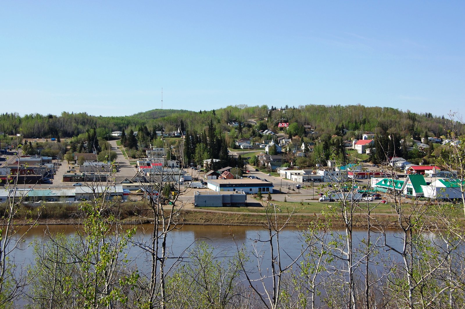 Photograph of Athabasca, Alberta from north side of Athabasca River. | Athabasca in Canada
