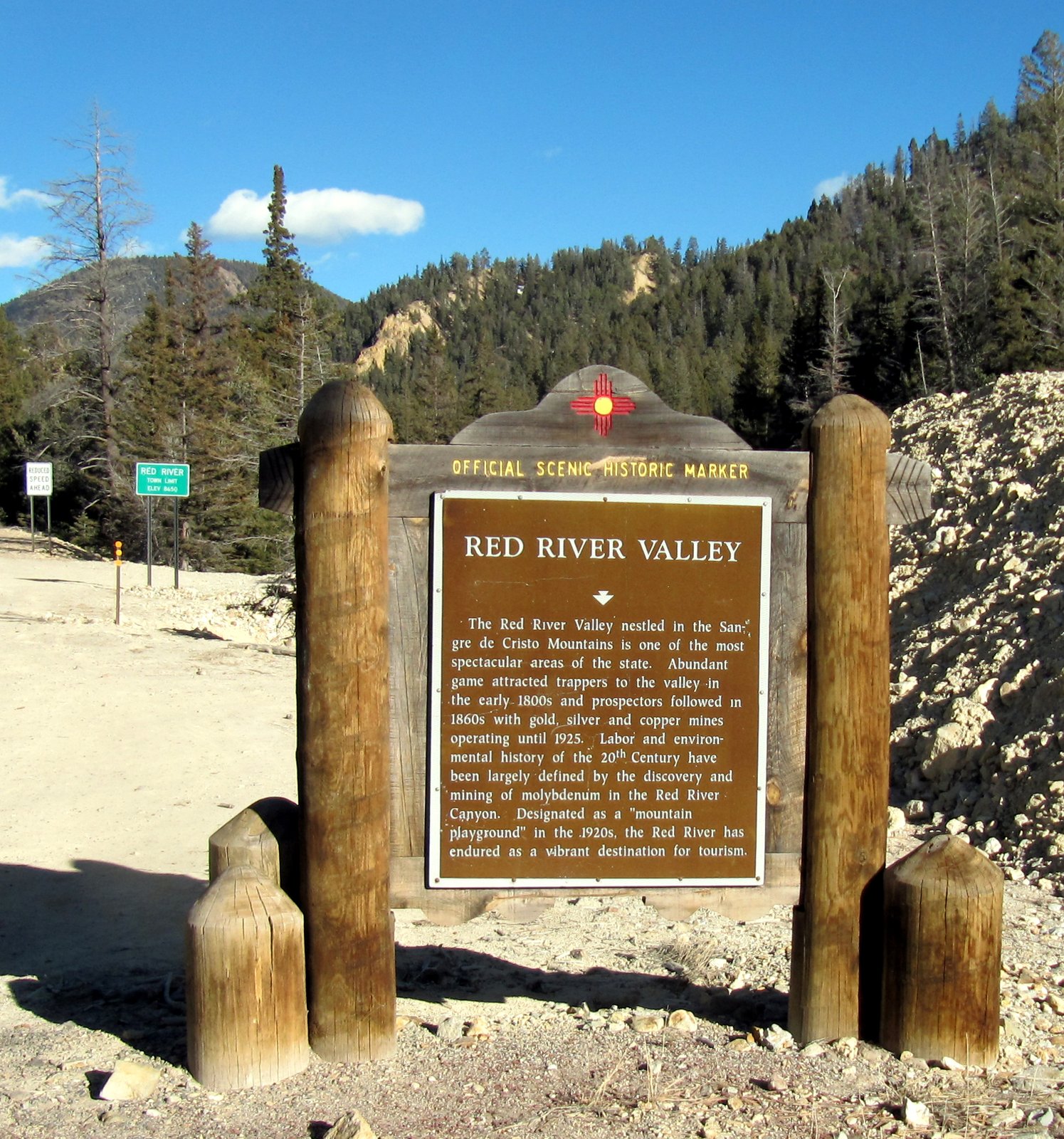 The Red River Valley historic marker west of Red River, New Mexico. | Red River in United States