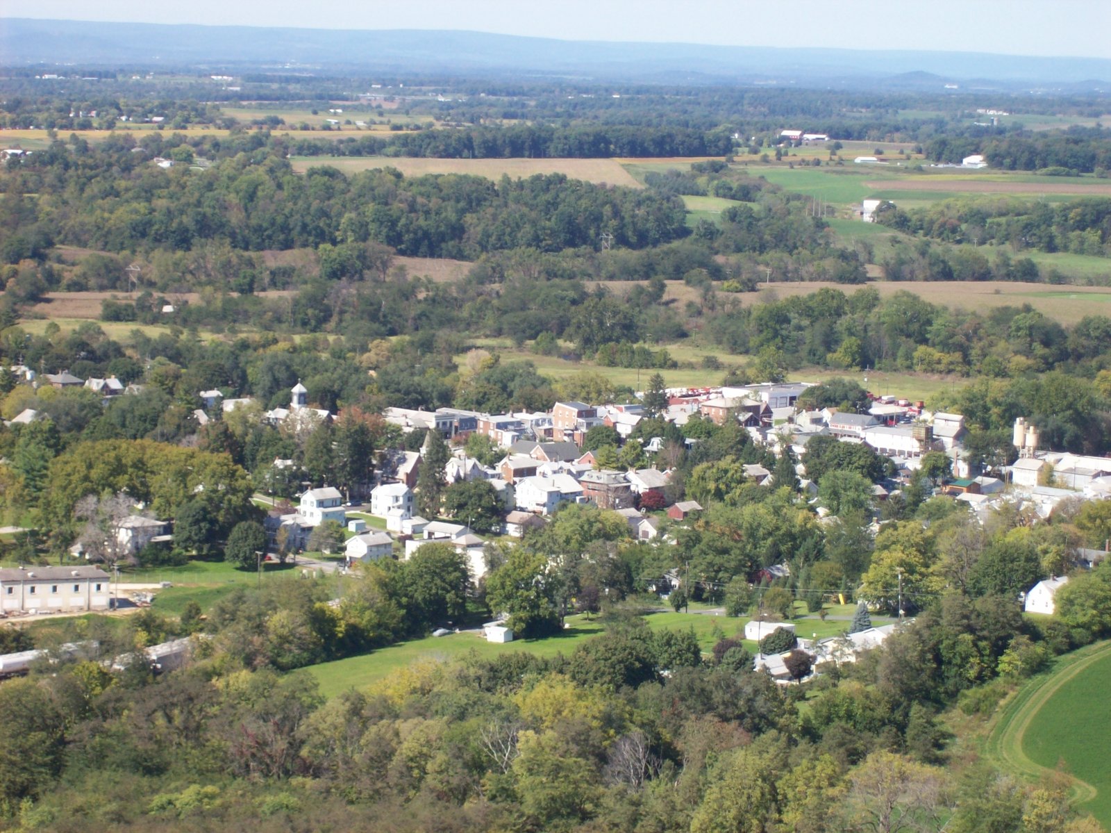 A picture of Union Bridge, Maryland taken from the top of the Lehigh Cement plant next to the town. | Union Bridge in United States