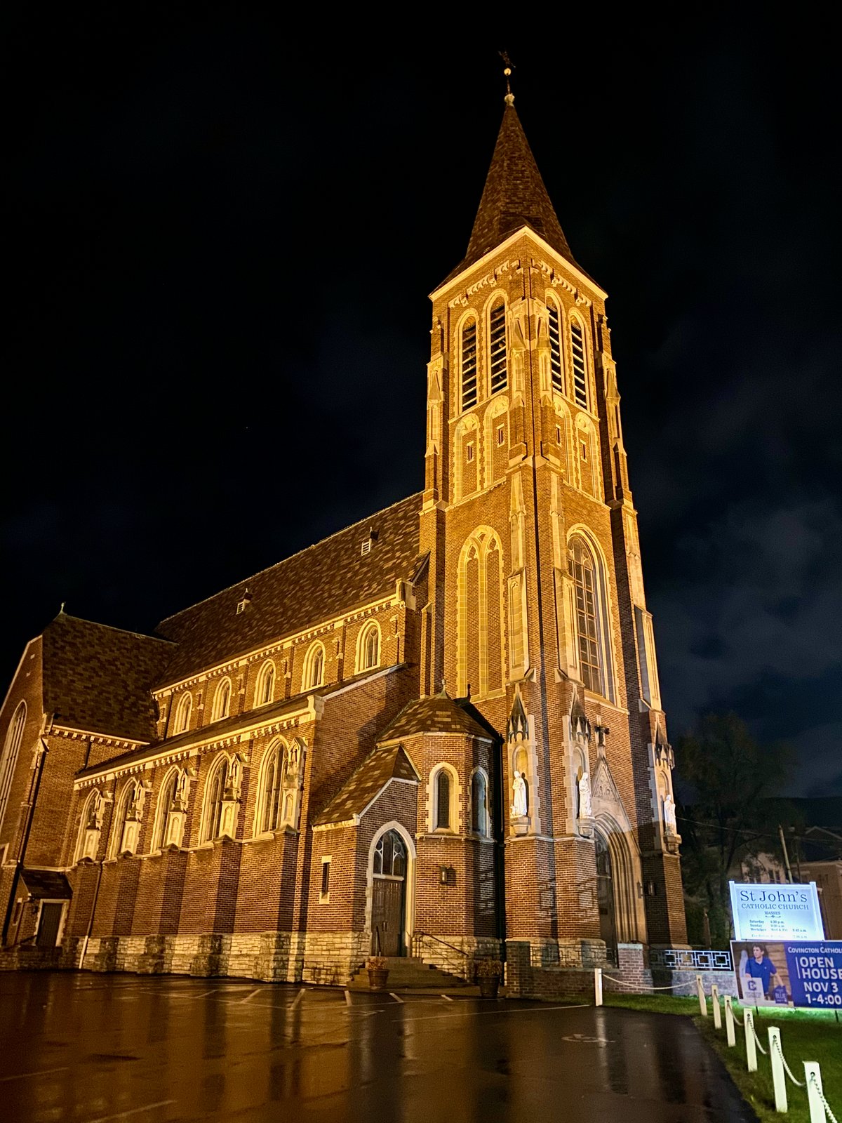 Saint John the Evangelist Church at night | Covington in United States