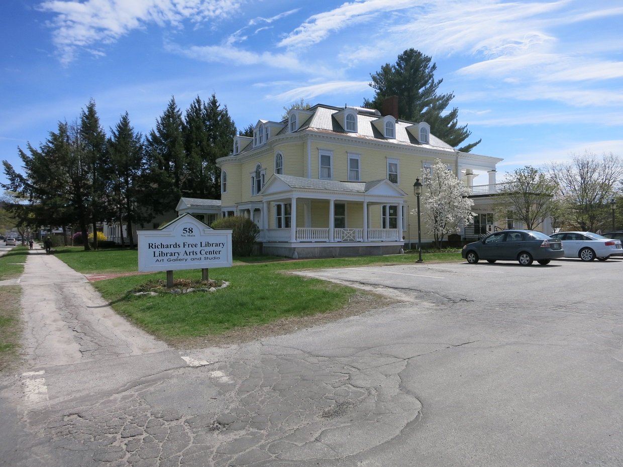Photo shows the Richards Free Library at 58 N Main St, Newport, NH 03773. View is toward the south. | Newport in United States