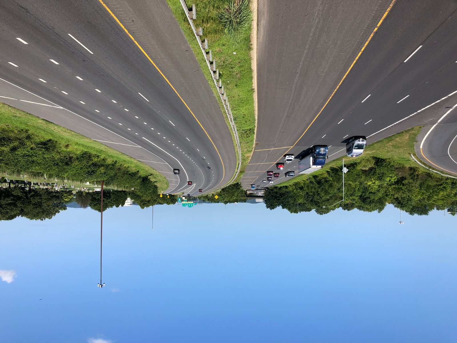 View west along Interstate 70 and U.S. Route 40 (Baltimore National Pike) from the overpass for New Design Road in Frederick, Frederick County, Maryland | Frederick in United States